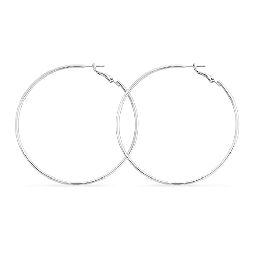 Pera Jewelry 925 Sterling Silver Plated Big Large Hoop Earrings, Extra Big Thin Hypoallergenic Hoop Earrings for Women with Gift Box | Minimalist, Tiny Dainty Earrings
