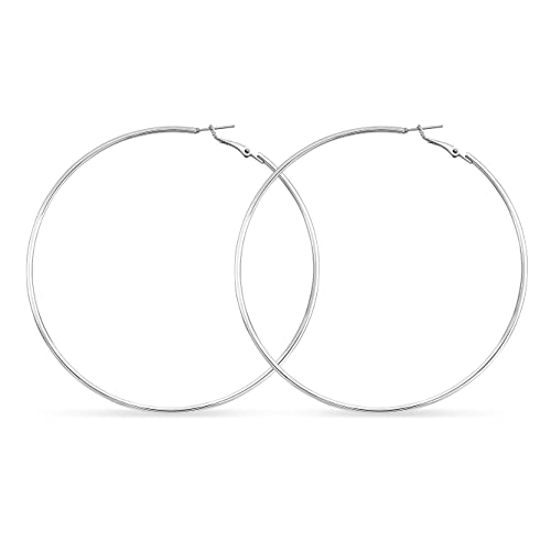 Pera Jewelry 925 Sterling Silver Plated Big Large Hoop Earrings, Extra Big Thin Hypoallergenic Hoop Earrings for Women with Gift Box | Minimalist, Tiny Dainty Earrings