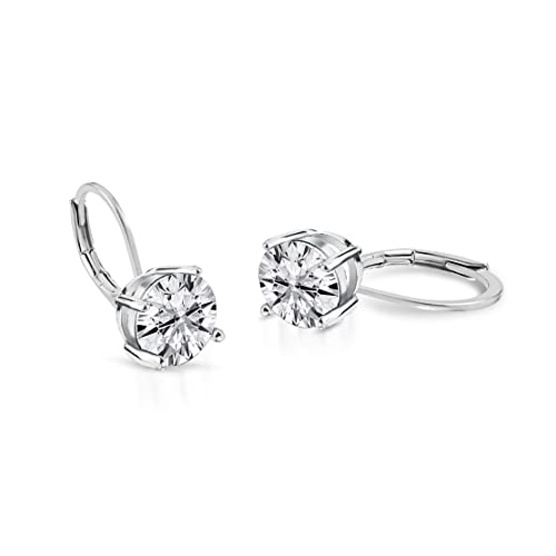 Pera Jewelry 925 Sterling Silver Plated Cubic Zirconia Stud Earrings, Simulated Diamond Round 4 Prong Cz Stud Earrings for Women with Gift Box | Minimalist, Tiny Dainty Earrings