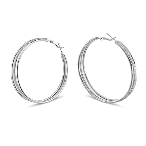 Pera Jewelry 14K Gold Plated and Silver Plated Multilayer Large Hoop Earrings, Hypoallergenic Tube Hoop Earrings for Women with Gift Box | Minimalist, Tiny Dainty Earrings