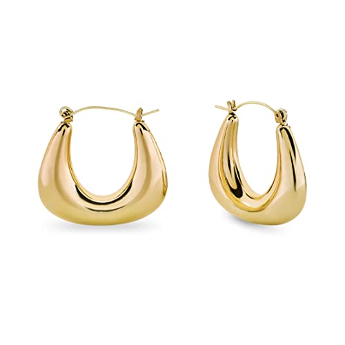Pera Jewelry 14K Gold Plated and Silver Plated Thick Hollow Hoop Earrings, Hypoallergenic Chunky Large Thick Tube Hoop Earrings for Women with Gift Box | Minimalist, Tiny Dainty Earrings