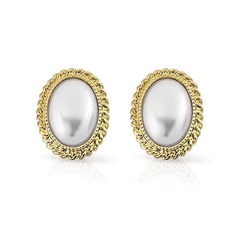 Pera Jewelry 14K Gold Plated Freshwater Cultured Pearl Earrings, Pearl Stud Earrings for Women with Gift Box | Minimalist, Tiny Dainty Pearl Earrings