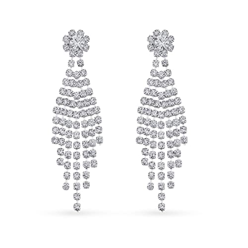 Pera Jewelry Silver Plated Cubic Zirconia Dangle Earrings, Simulated Diamond Long Earrings, Linear Drop Earrings for Women with Gift Box | Minimalist, Tiny Dainty Drop Earrings