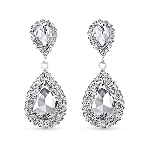 Pera Jewelry Silver Plated Cubic Zirconia Dangle Earrings, Simulated Diamond Drop Dangle Earrings for Women with Gift Box | Minimalist, Tiny Dainty Drop Earrings