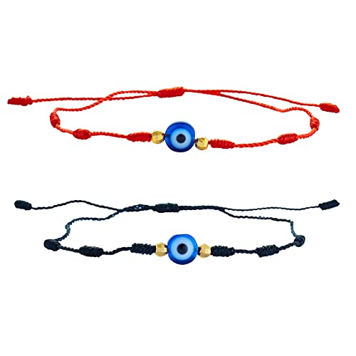 Pera Jewelry 14K Yellow Gold Plated Evil Eye Bracelets, Charm Enamel Evil Eye Protection Link Chain Bracelet, String Evil Eye Bracelets with Gift Box