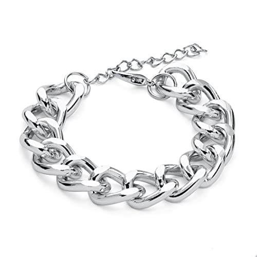 Pera Jewelry 14K Gold Plated and Silver Plated Link Bracelets, Curb Chain Bold Bracelets, Cuban Paperclip Link Chain Bracelets Chunky Link Bracelets Toggle Clasp, Bold Chain Link Bracelet with Gift Box