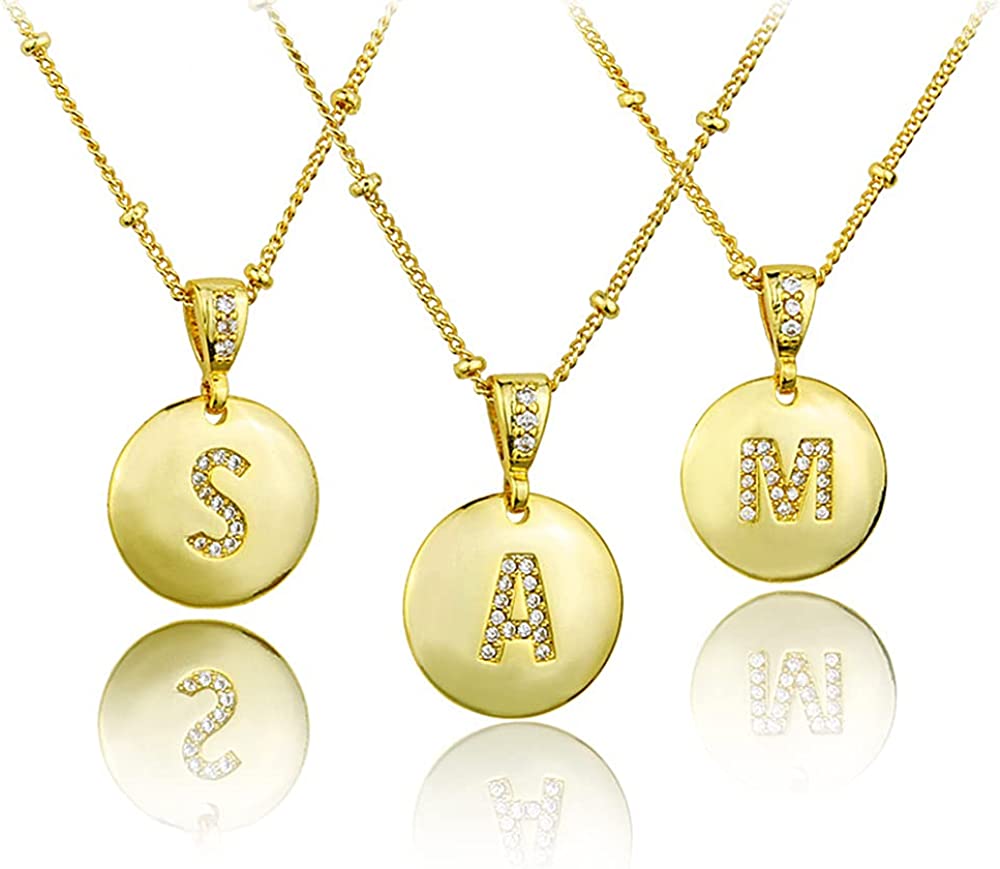 Pera Jewelry 14K Gold Plated Initials, Alphabet Pendant Letter A to Z Necklaces for Women with Gift Box | Adjustable Chain, Minimalist, Tiny Dainty Alphabet Choker Necklaces