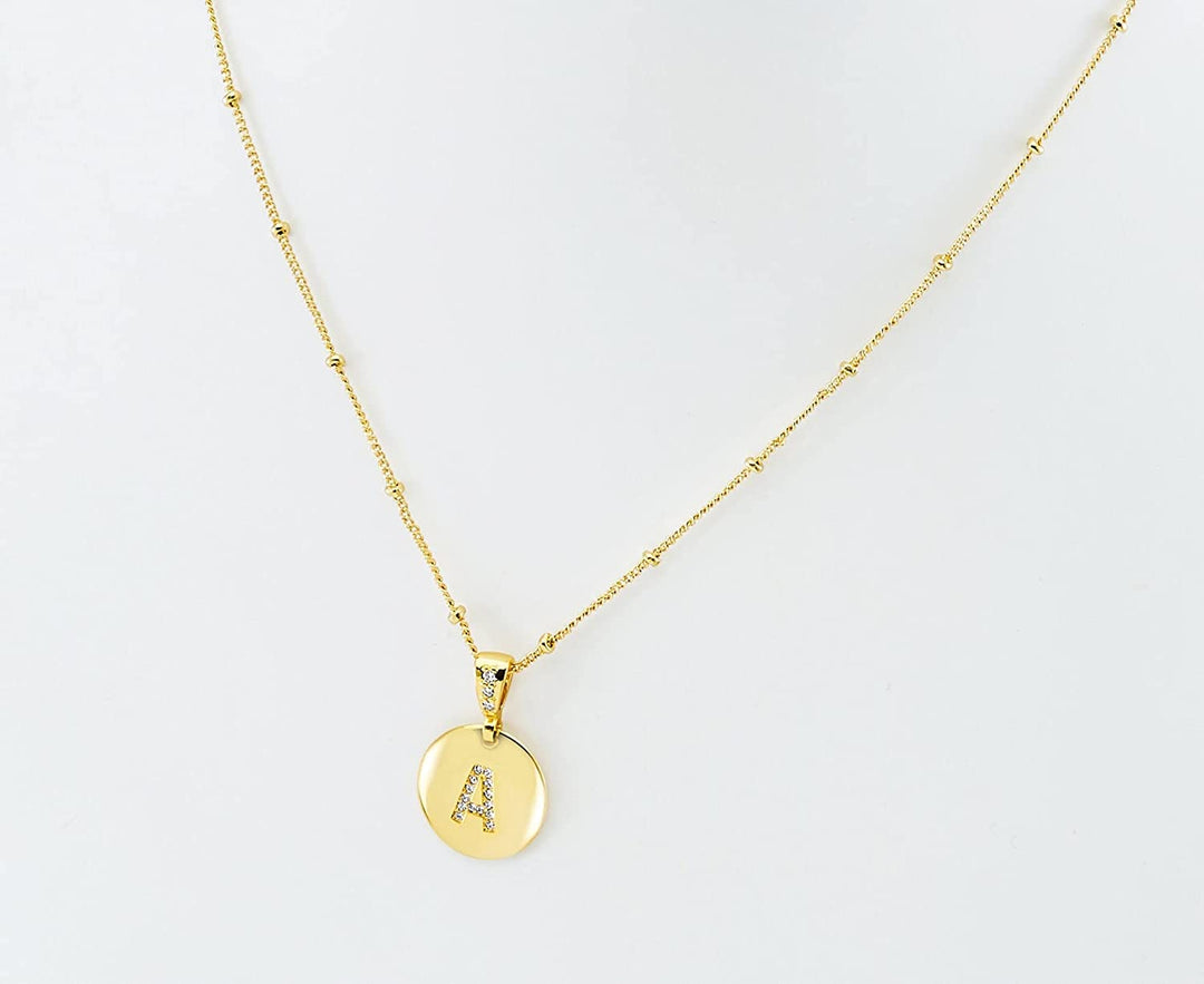 Pera Jewelry 14K Gold Plated Initials, Alphabet Pendant Letter A to Z Necklaces for Women with Gift Box | Adjustable Chain, Minimalist, Tiny Dainty Alphabet Choker Necklaces