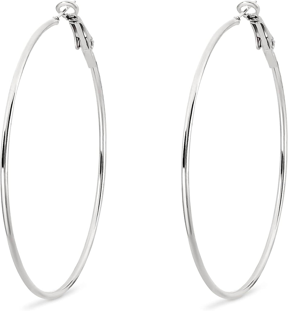 Pera Jewelry 925 Sterling Silver Plated Big Large Hoop Earrings, Extra Big Thin Hypoallergenic Hoop Earrings for Women with Gift Box | Minimalist, Tiny Dainty Earrings