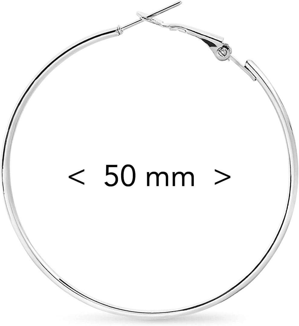 Pera Jewelry 925 Sterling Silver Plated Big Large Hoop Earrings, Extra Big Thin Hypoallergenic Hoop Earrings for Women with Gift Box | Minimalist, Tiny Dainty Earrings