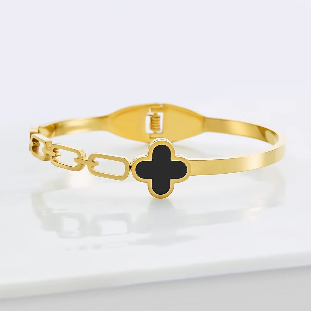 Pera Jewelry 14K Gold Plated Bangle Bracelet, Zirconia Simulate Bangle, Cuff Bracelets for Women with Gift Box, Buckled Nail Cuff Bold Bangle Bracelet