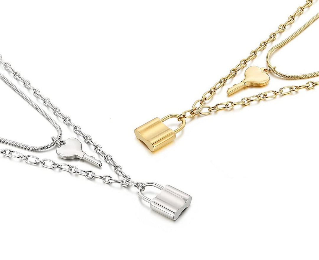 Pera Jewelry Filled Lock Pendant, 14K Gold Plated and Silver Plated Filled Lock & Key Necklace for Women with Gift Box | Adjustable Chain, Minimalist, Tiny Dainty Choker Necklaces