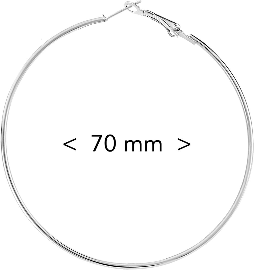 Pera Jewelry 925 Sterling Silver Plated Big Large Hoop Earrings, Extra Big Thin Hypoallergenic Hoop Earrings for Women with Gift Box | Minimalist, Tiny Dainty Earrings