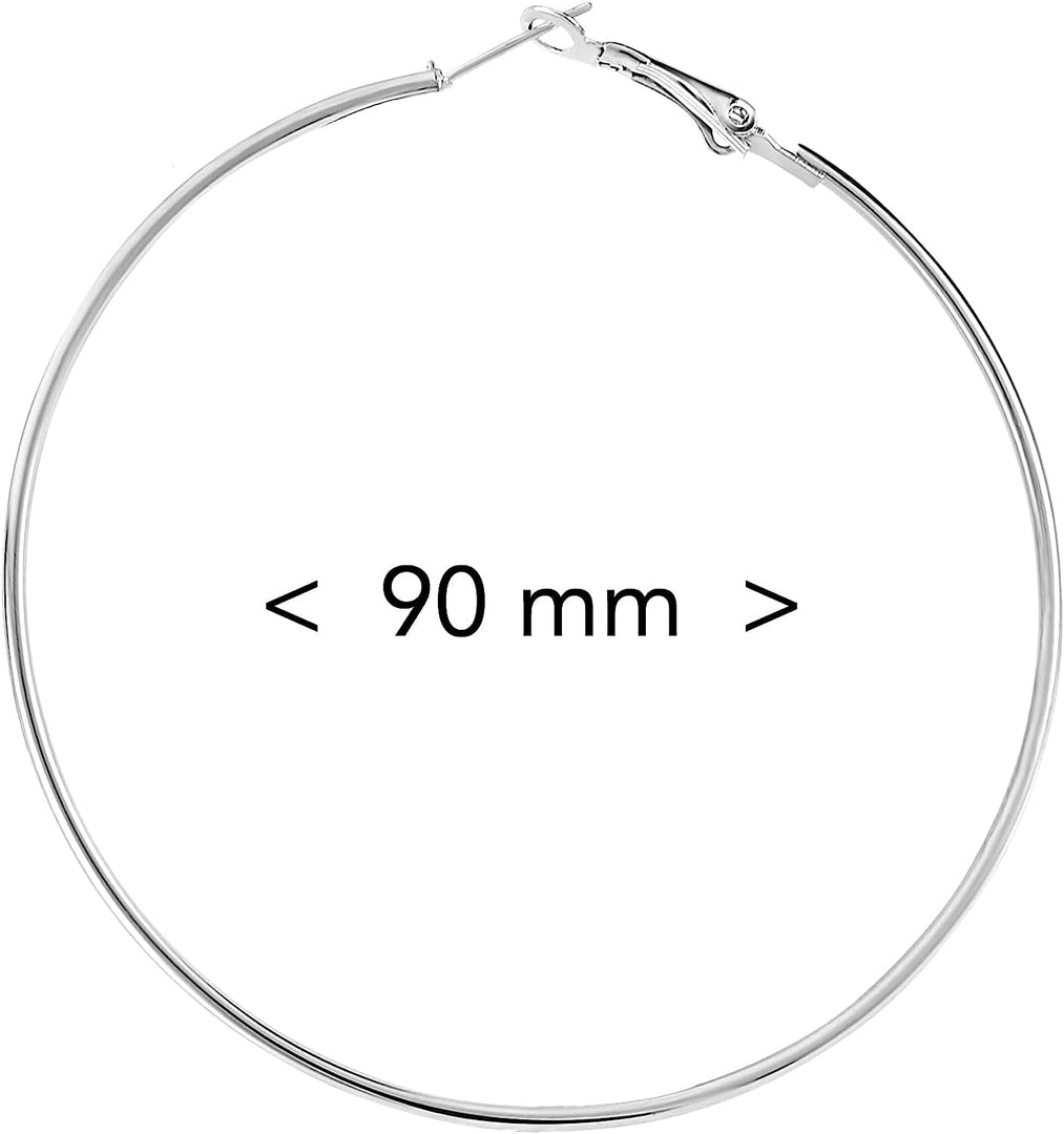 Pera Jewelry 925 Sterling Silver Plated Big Large Hoop Earrings, Extra Big Thin Hypoallergenic Hoop Earrings for Women with Gift Box | Minimalist, Tiny Dainty Earrings