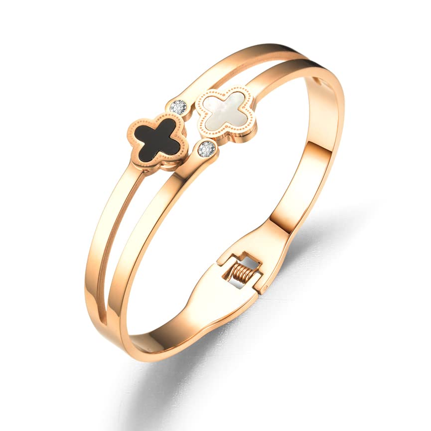 Pera Jewelry 14K Gold Plated Bangle Bracelet, Zirconia Simulate Diamond Bangle, Cuff Bracelets for Women with Gift Box, Buckled Nail Cuff Bold Bangle Bracelet