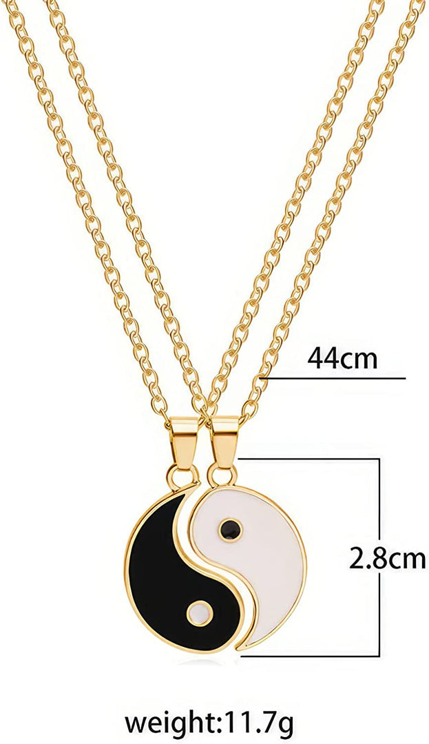 Yin Yang Necklaces Pendant For Couple, Tai Chi Paired Pendant Couple Necklaces For Women Men Best Friends, 14K Gold Plated Trendy Yin Yang Pendant Chain Necklace Fashion Jewelry