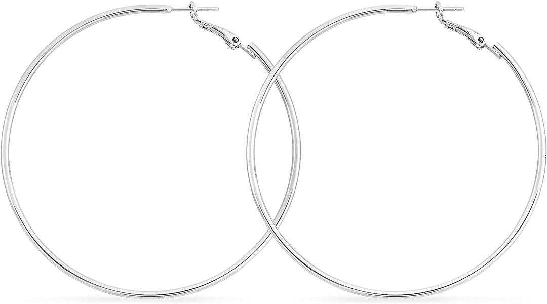 Pera Jewelry 925 Sterling Silver Plated Big Large Hoop Earrings, Extra Big Thin Hypoallergenic Hoop Earrings for Women with Gift Box | Minimalist, Tiny Dainty Earrings