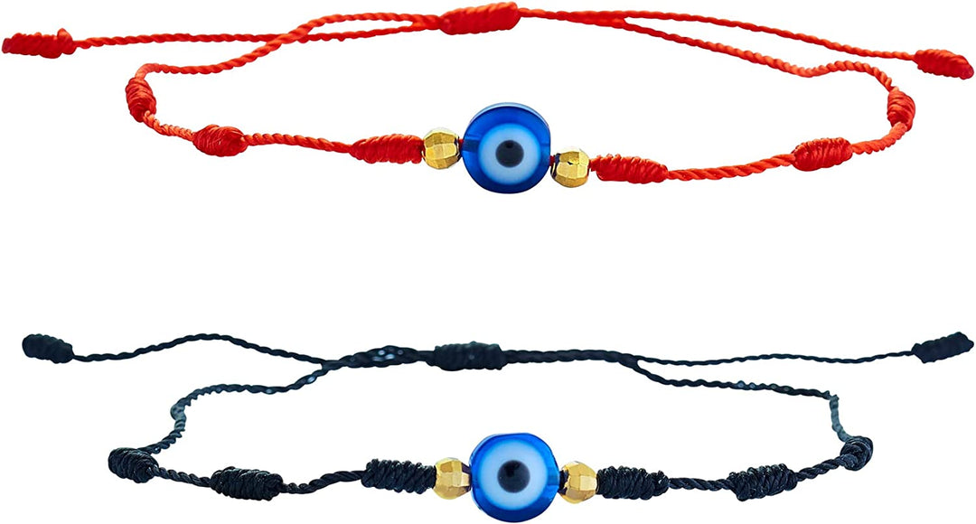 Pera Jewelry 14K Yellow Gold Plated Evil Eye Bracelets, Charm Enamel Evil Eye Protection Link Chain Bracelet, String Evil Eye Bracelets with Gift Box