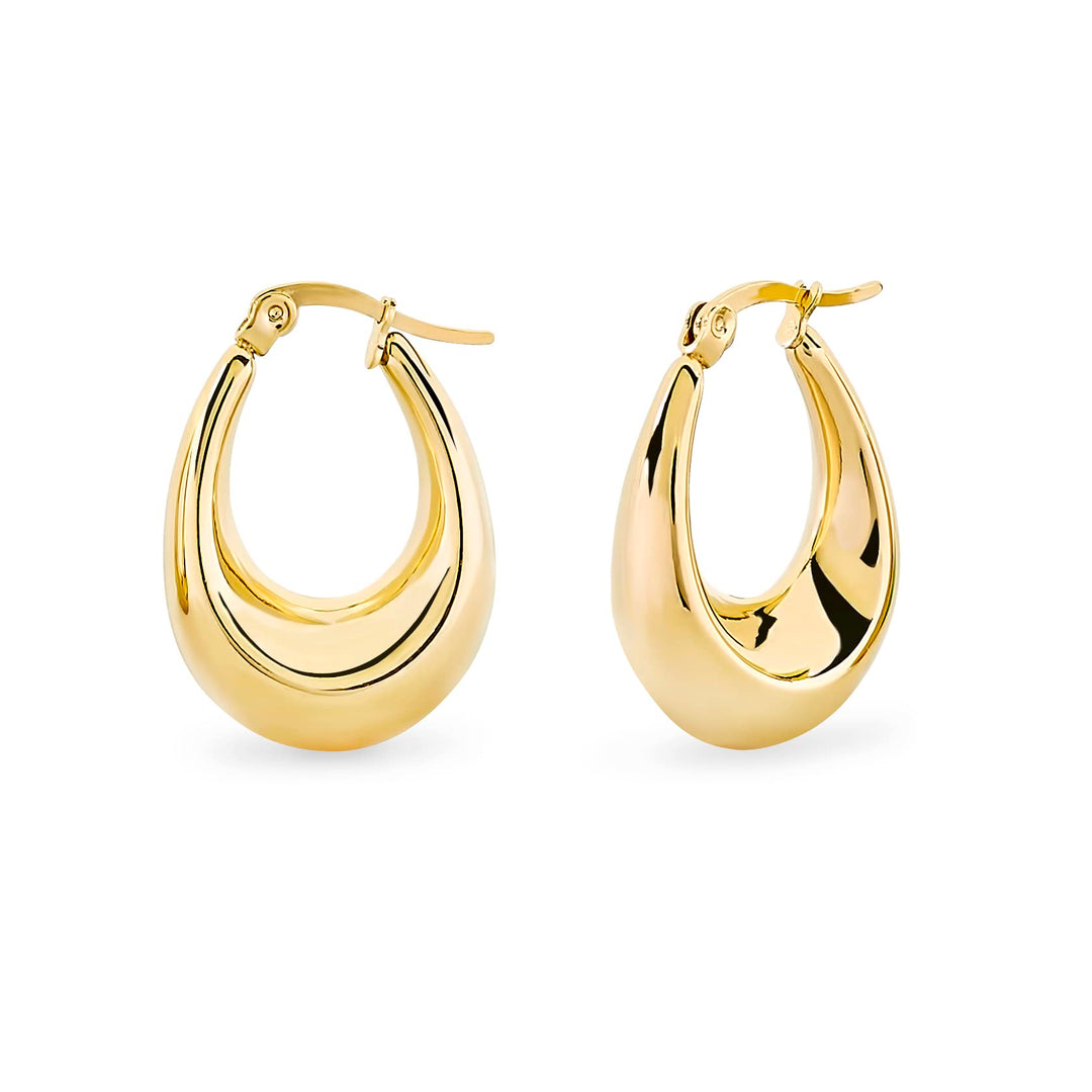 Pera Jewelry 14K Gold Plated Thick Hollow Hoop Earrings, Hypoallergenic Chunky Hoop Earrings for Women with Gift Box | Minimalist, Tiny Dainty Earrings
