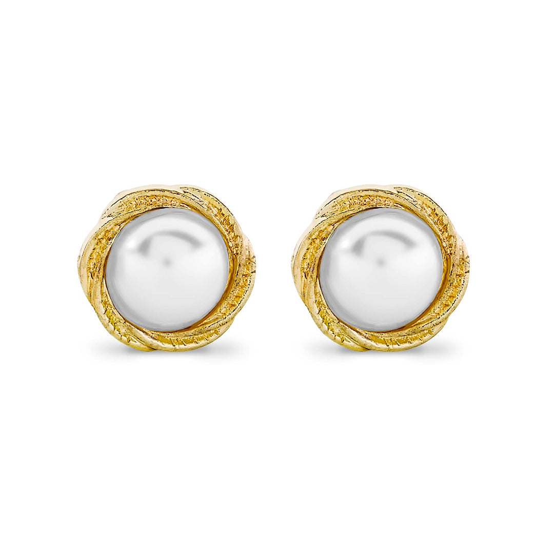 Pera Jewelry 14K Gold Plated Freshwater Cultured Pearl Earrings, Pearl Stud Earrings for Women with Gift Box | Minimalist, Tiny Dainty Pearl Earrings