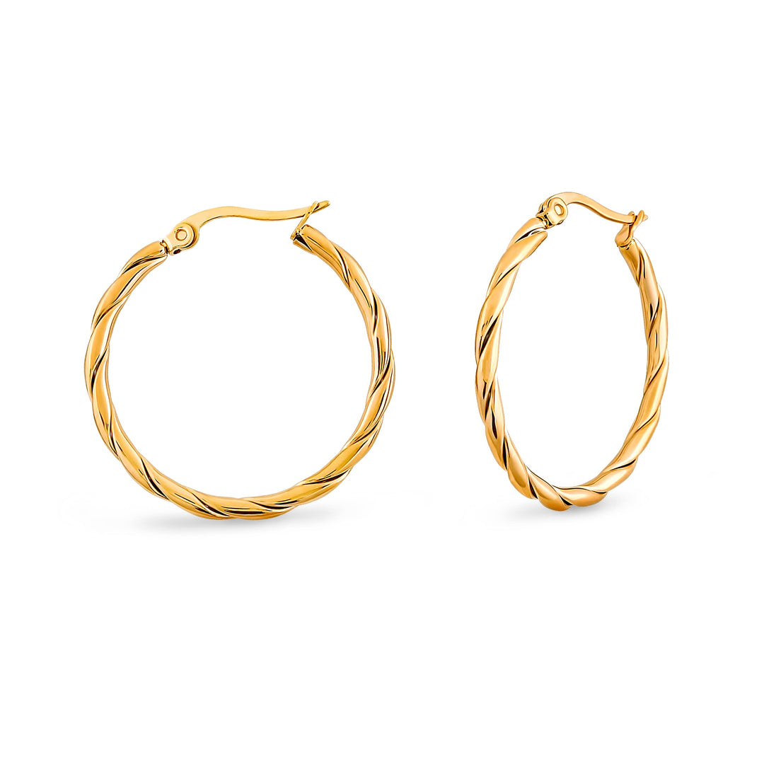 Pera Jewelry 14K Gold Plated and Silver Plated Twisted Hollow Hoop Earrings, Hypoallergenic Twisted Hoop Earrings for Women with Gift Box | Minimalist, Tiny Dainty Earrings