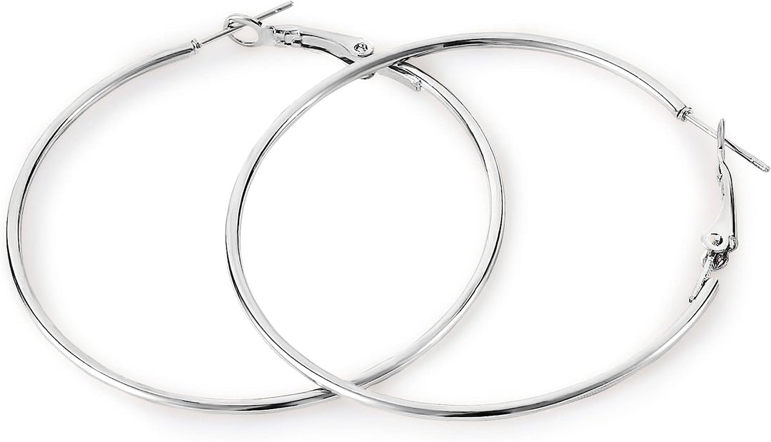 Pera Jewelry 925 Sterling Silver Plated Big Large Hoop Earrings, Extra Big Thin Hypoallergenic Hoop Earrings for Women with Gift Box | Minimalist, Tiny Dainty Earrings