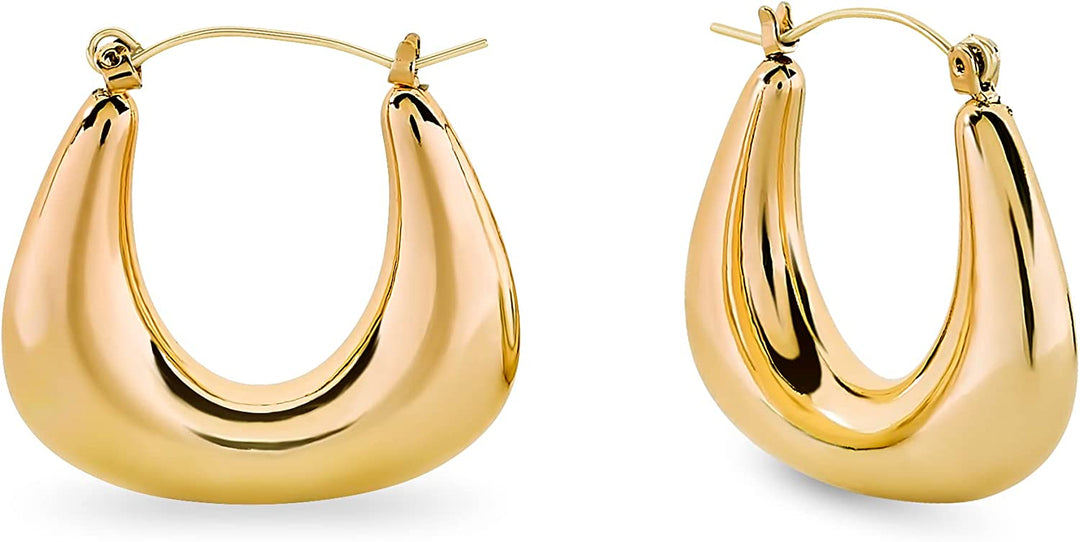 Pera Jewelry 14K Gold Plated and Silver Plated Thick Hollow Hoop Earrings, Hypoallergenic Chunky Large Thick Tube Hoop Earrings for Women with Gift Box | Minimalist, Tiny Dainty Earrings