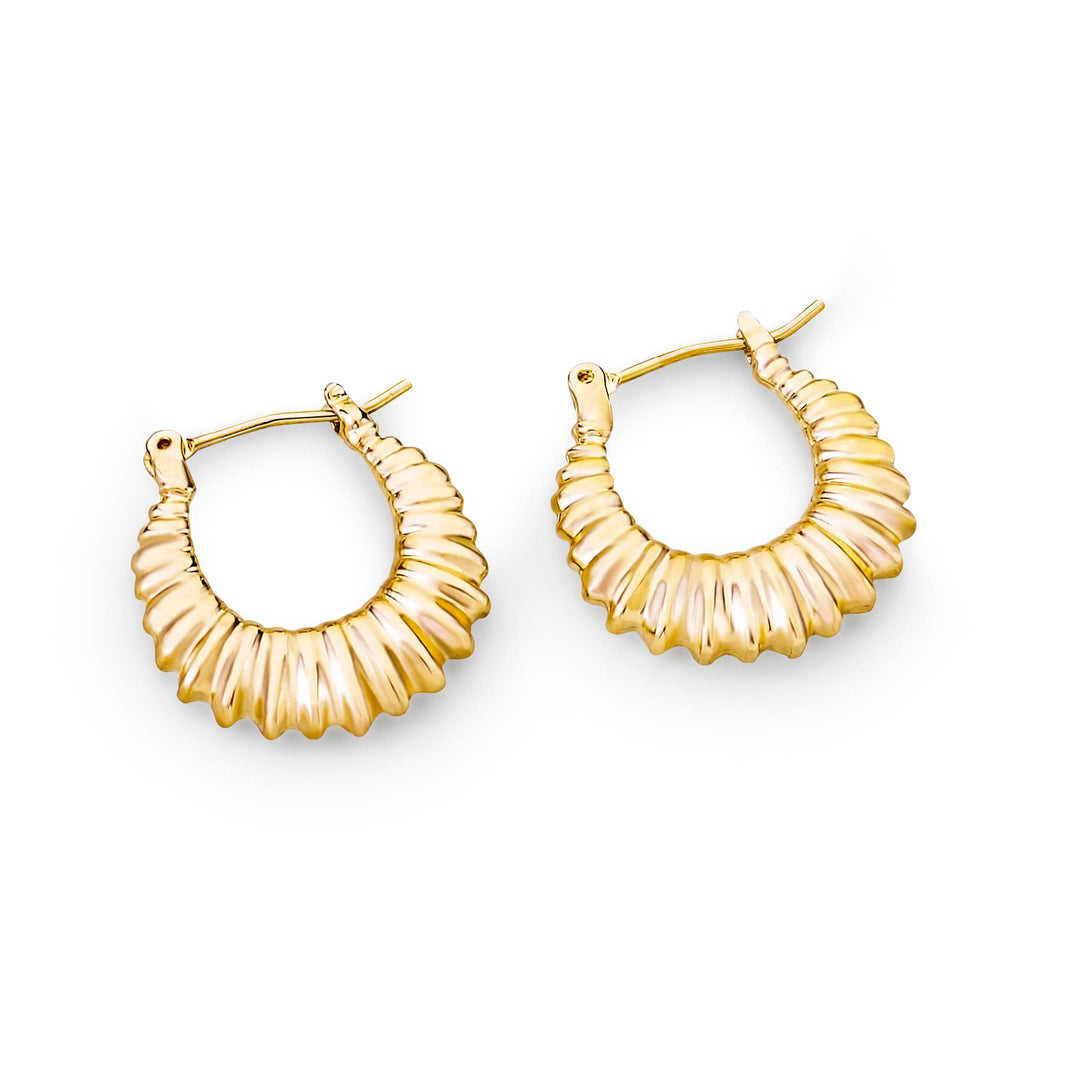 Pera Jewelry 14K Gold Plated Thick Hollow Hoop Earrings, Hypoallergenic Chunky Texture Geometric Hoop Earrings for Women with Gift Box | Minimalist, Tiny Dainty Earrings