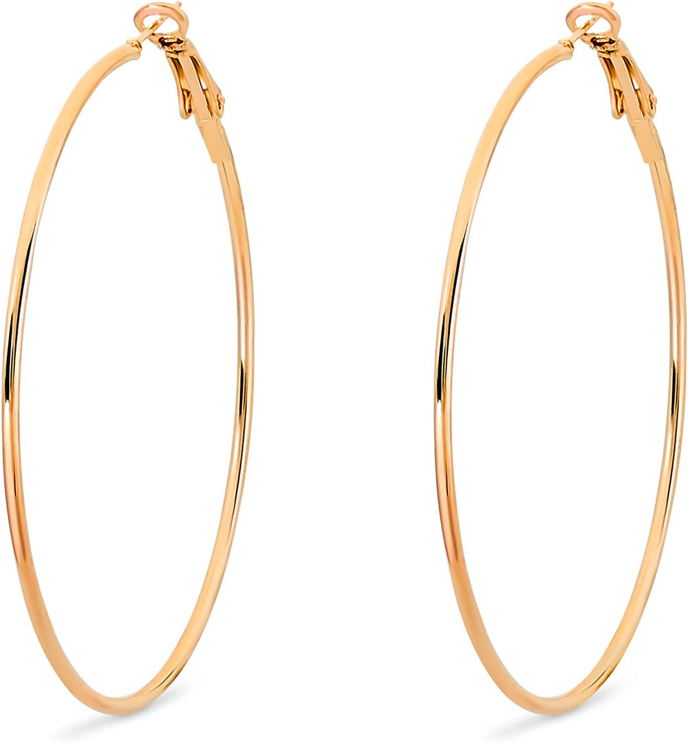 Pera Jewelry 14K Gold Plated Big Large Hoop Earrings, Extra Big Thin Hypoallergenic Hoop Earrings for Women with Gift Box | Minimalist, Tiny Dainty Earrings X Small - 40 mm