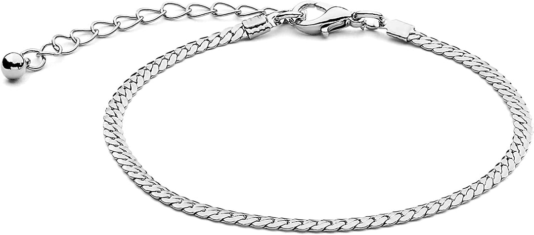 Pera Jewelry 14K Gold and Silver Plated Layered Bracelet Sets, 5 Pieces, Adjustable Layered Link Bracelets Sets, Dainty Link Paperclip Choker Bracelet Cuban Curb Figaro Link Bracelet Sets with Gift Box