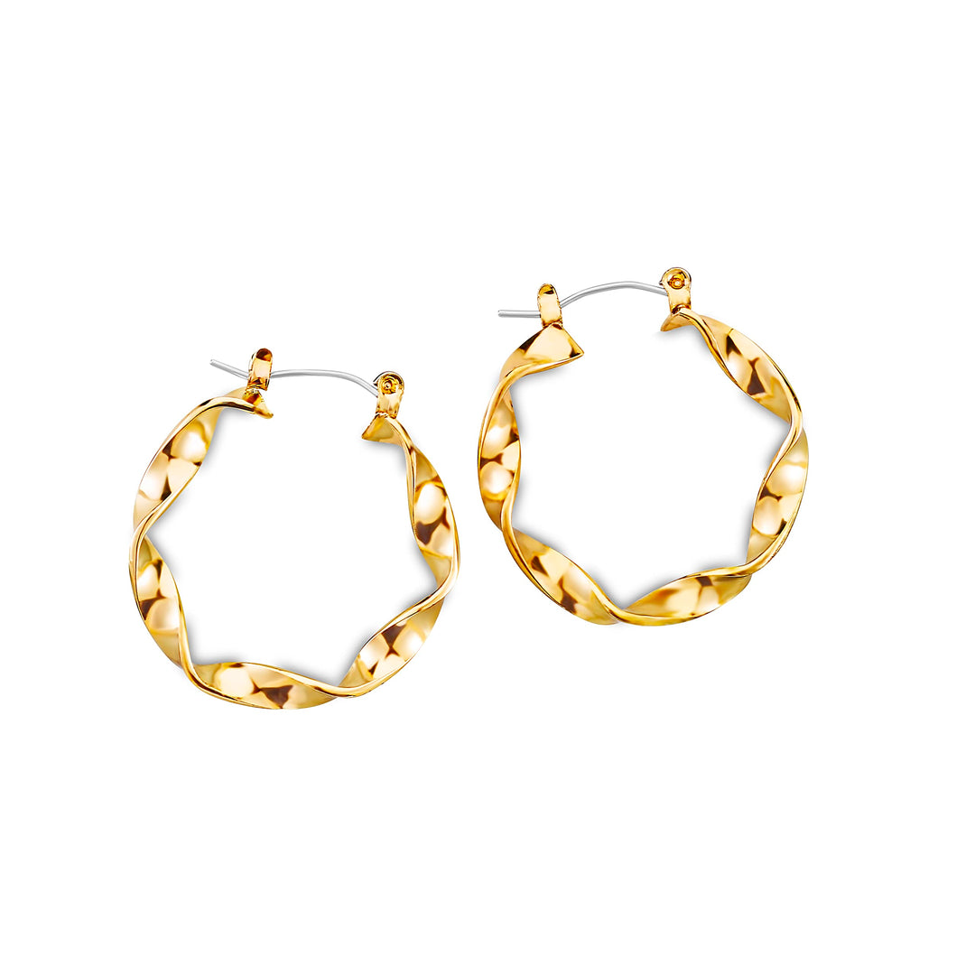 Pera Jewelry 14K Gold Plated Twisted Hollow Hoop Earrings, Hypoallergenic Hoop Earrings for Women with Gift Box | Minimalist, Tiny Dainty Earrings