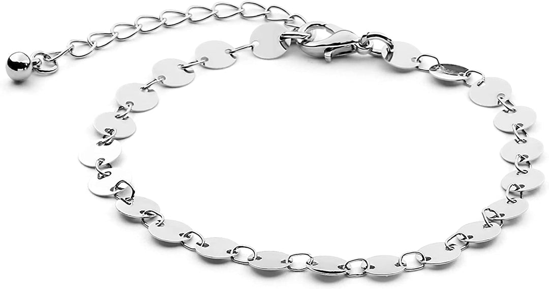 Pera Jewelry 14K Gold and Silver Plated Layered Bracelet Sets, 5 Pieces, Adjustable Layered Link Bracelets Sets, Dainty Link Paperclip Choker Bracelet Cuban Curb Figaro Link Bracelet Sets with Gift Box