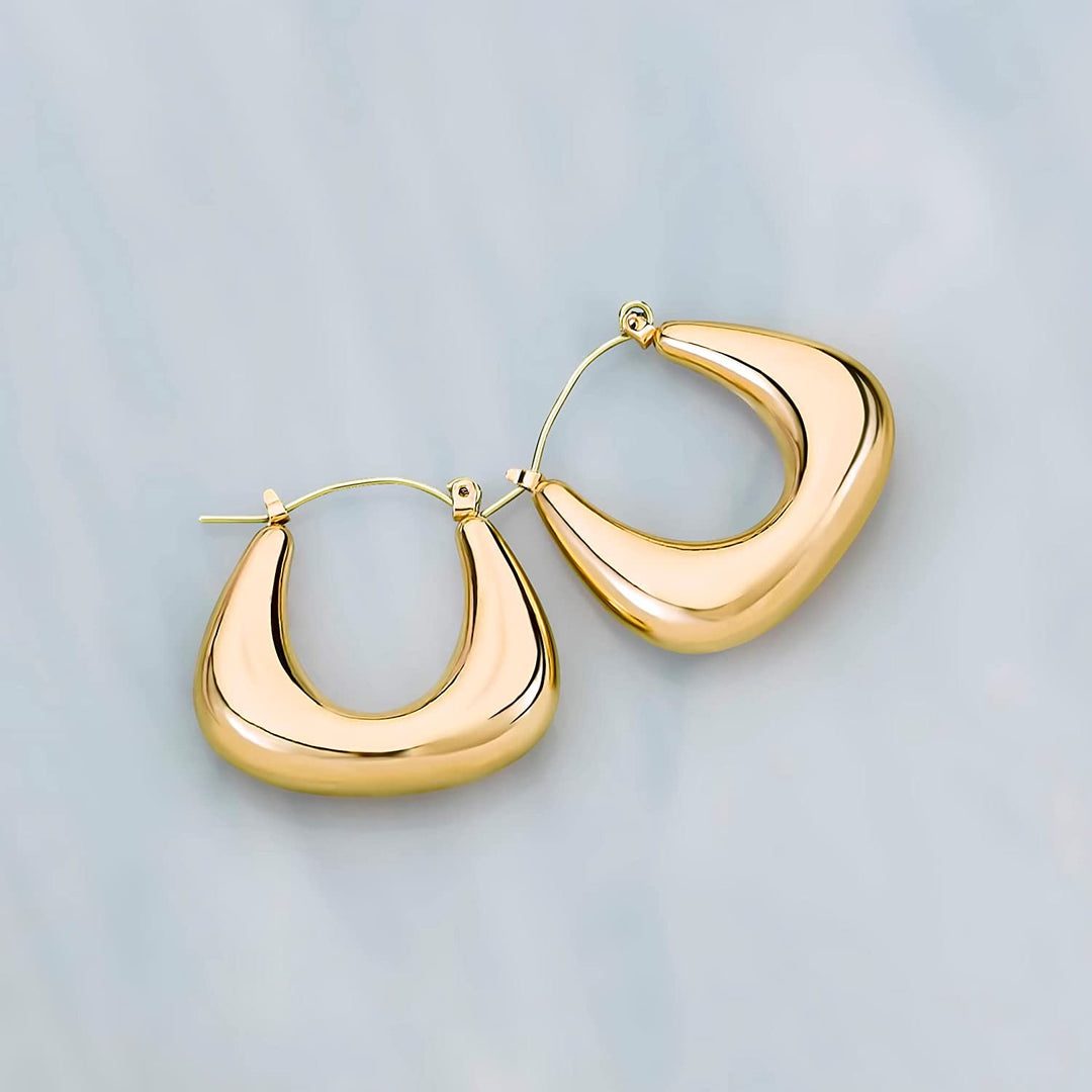 Pera Jewelry 14K Gold Plated and Silver Plated Thick Hollow Hoop Earrings, Hypoallergenic Chunky Large Thick Tube Hoop Earrings for Women with Gift Box | Minimalist, Tiny Dainty Earrings