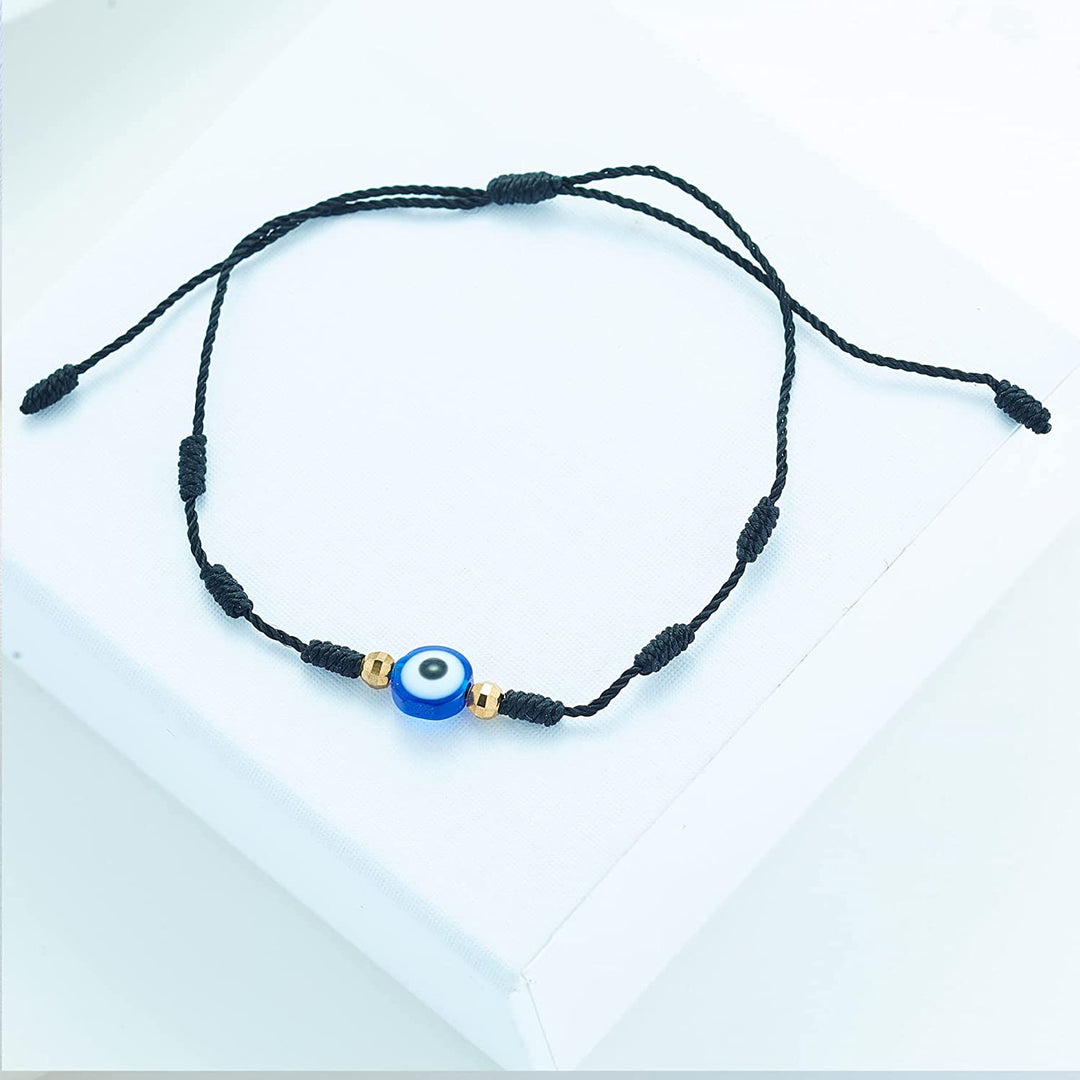 Pera Jewelry 14K Yellow Gold Plated Evil Eye Bracelets, Charm Enamel Evil Eye Protection Link Chain Bracelet, String Evil Eye Bracelets with Gift Box