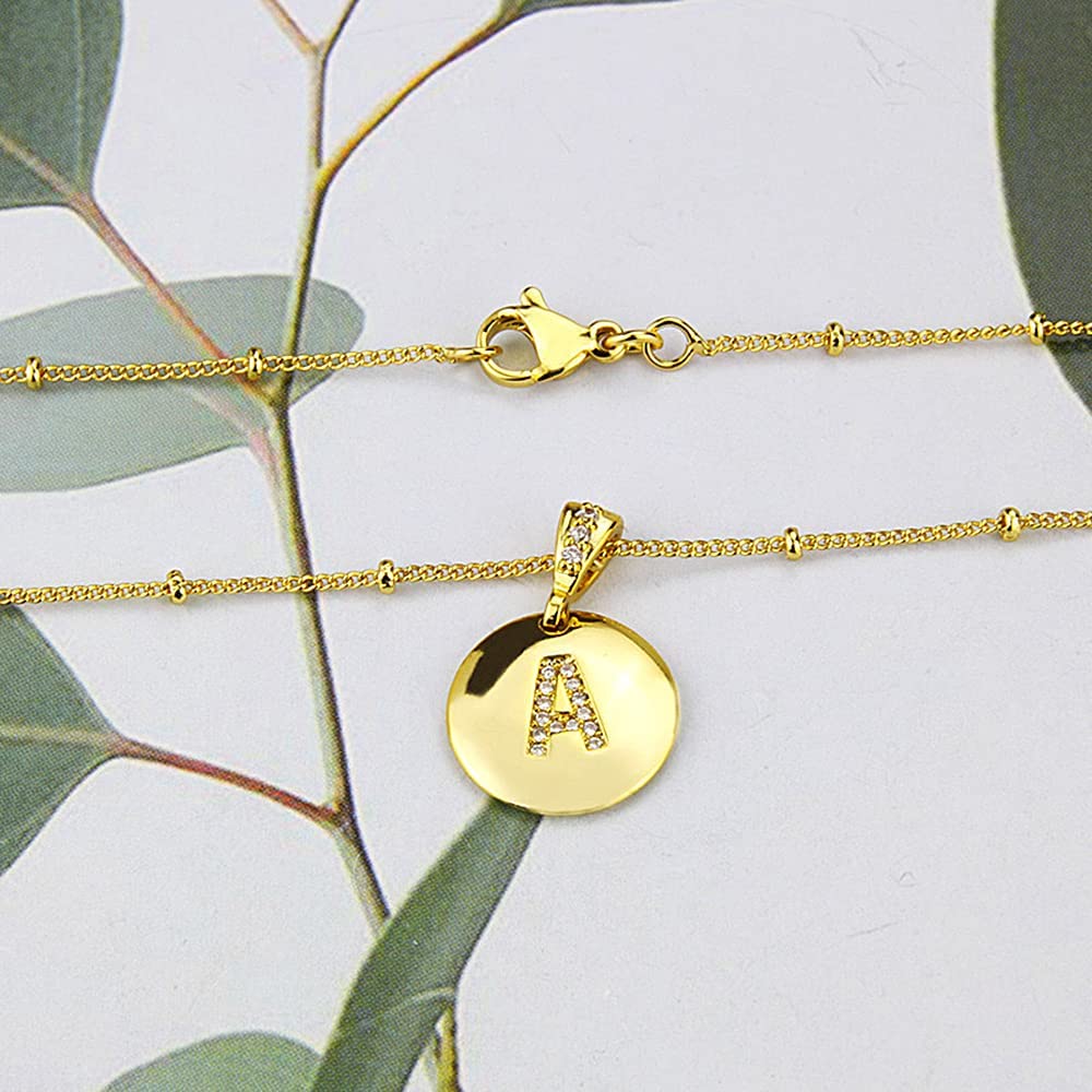Pera Jewelry 14K Gold Plated Initials, Alphabet Pendant Letter A to Z Necklaces for Women with Gift Box | Adjustable Chain, Minimalist, Tiny Dainty Alphabet Choker Necklaces