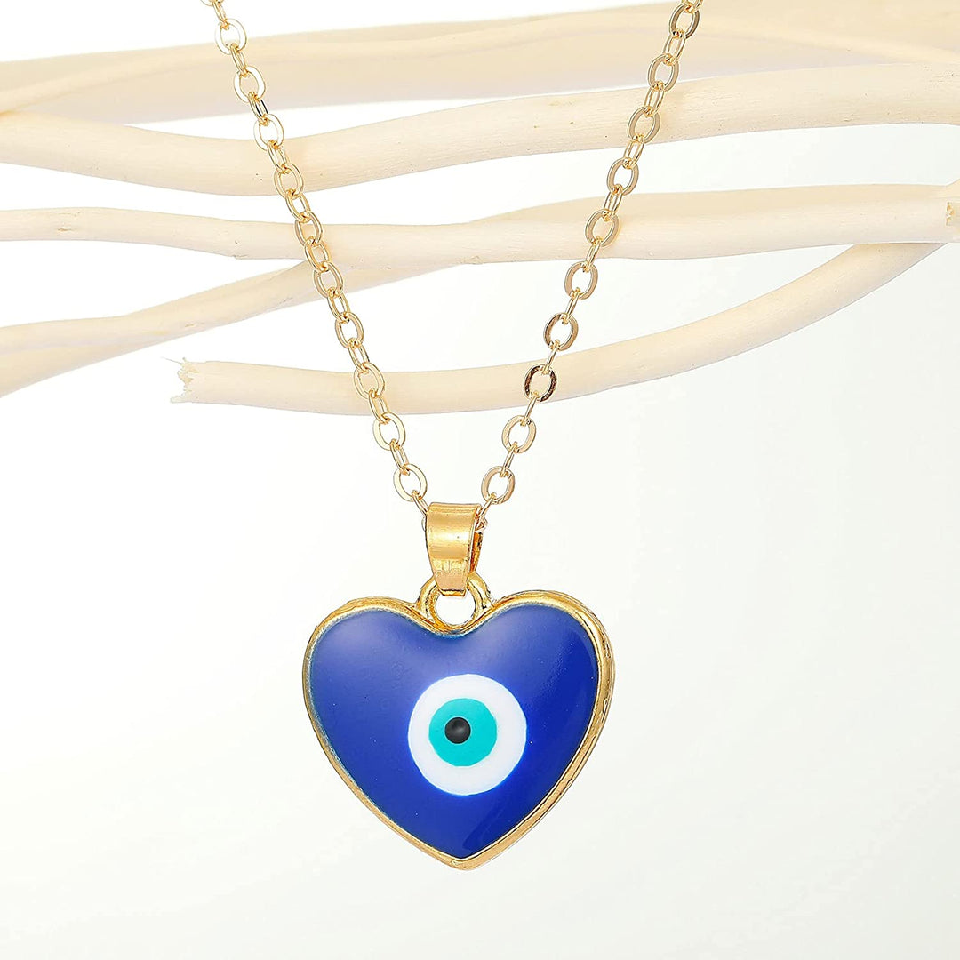 Pera Jewelry 14K Gold Plated Evil Eye Pendant, Heart Evil Eye Necklace for Women with Gift Box | Adjustable Chain, Minimalist, Tiny Dainty Choker Necklaces