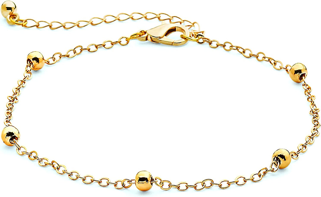 Pera Jewelry 14K Gold and Silver Plated Layered Bracelet Sets, 4 Pieces, Adjustable Layered Link Bracelets Sets, Dainty Link Paperclip Choker Bracelet Cuban Curb Figaro Link Bracelet Sets with Gift Box