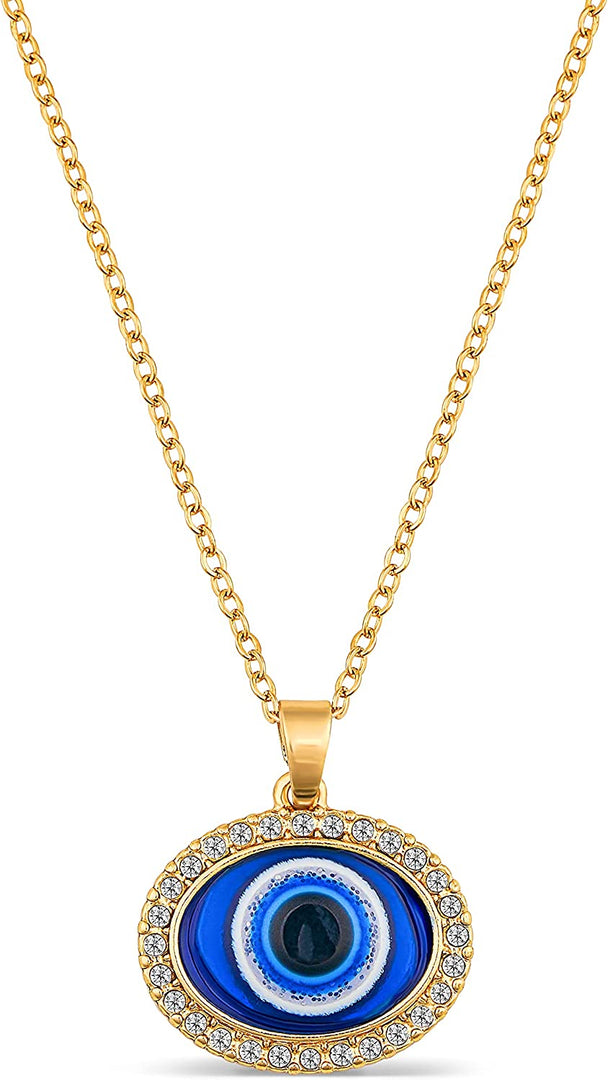 Evil Eye Necklace for Women 18K Gold Plated Cubic Zirconia Diamond Gold Pendant Necklace Evil Eye Charms Blue Eyes Pendant for for Wife Grilfriend Daughter