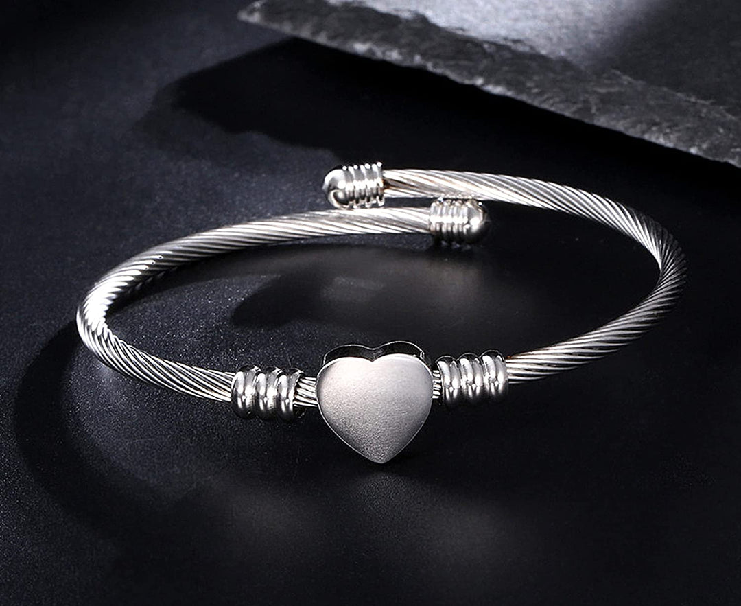 Pera Jewelry Heart Bangle Bracelets, 14K Gold Plated, Rose Gold and Silver Plated Bangle Filled Heart Bracelets for Women with Gift Box, Minimalist Fashion Jewelry, Tiny Dainty Bracelets