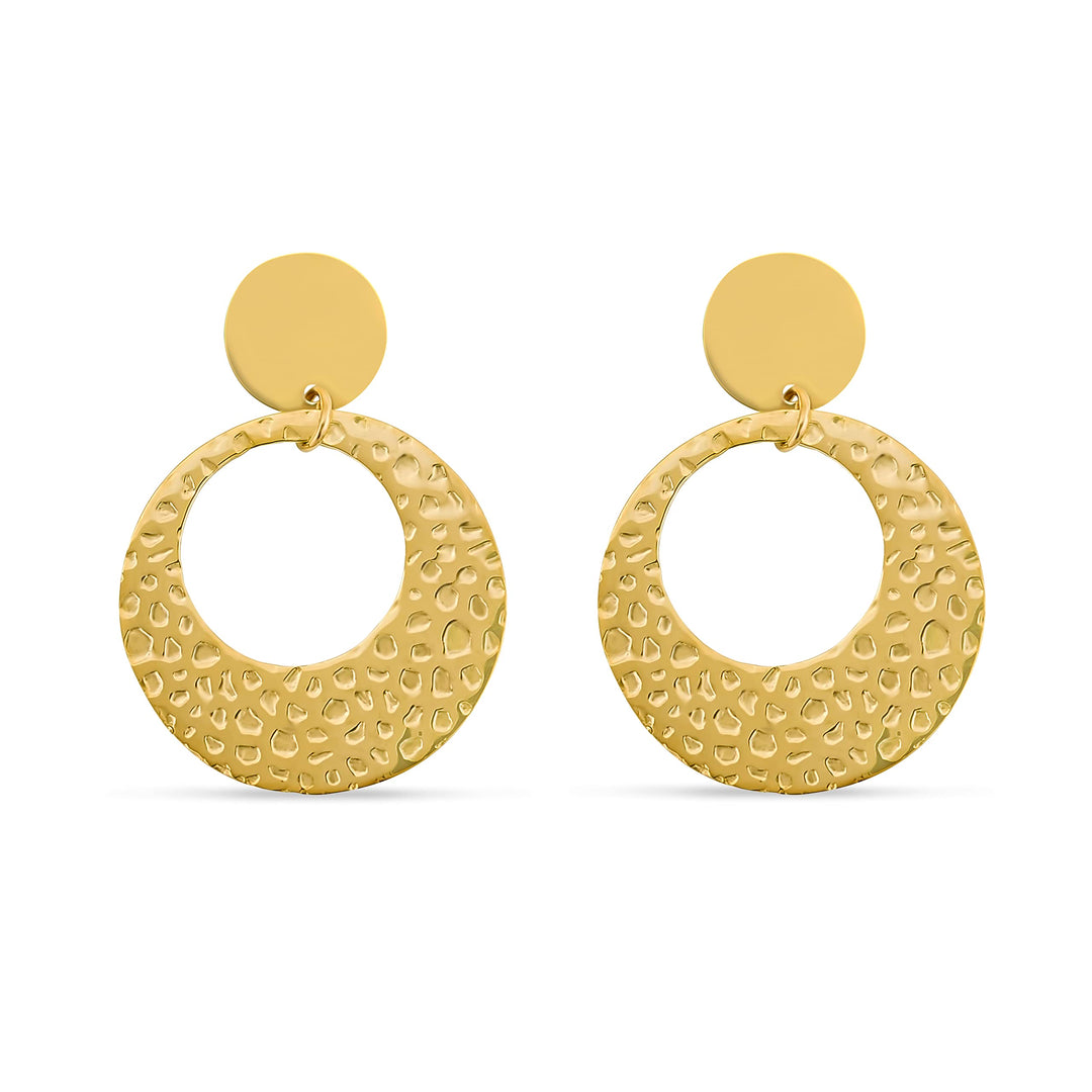 Pera Jewelry 14K Gold Plated and Silver Plated Drop Earrings, Hammered Circle Hoop Earrings for Women with Gift Box | Minimalist, Tiny Dainty Hoop Earrings