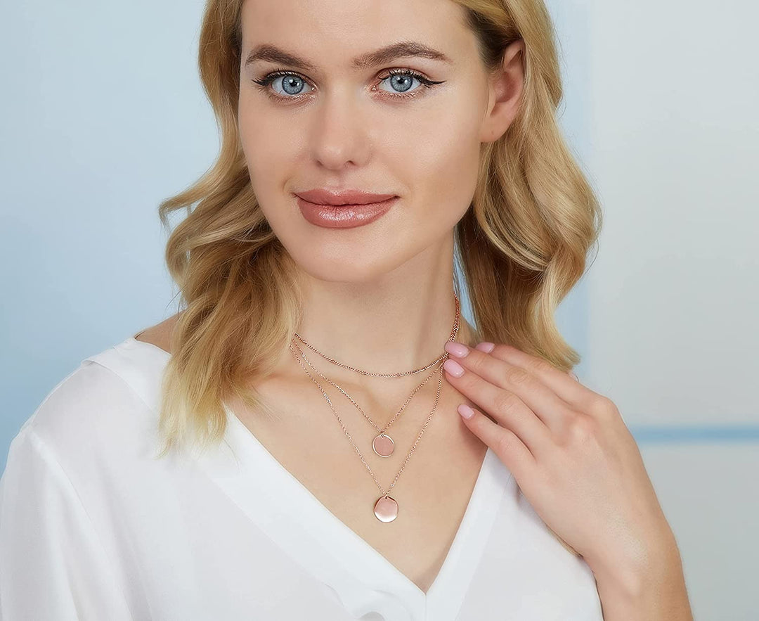 Pera Jewelry 14K Gold Plated, Silver Plated and Rose Gold Plated Coin Pendant, Layered Necklaces for Women with Gift Box | Adjustable Chain, Minimalist, Tiny Dainty Circle Choker Necklaces