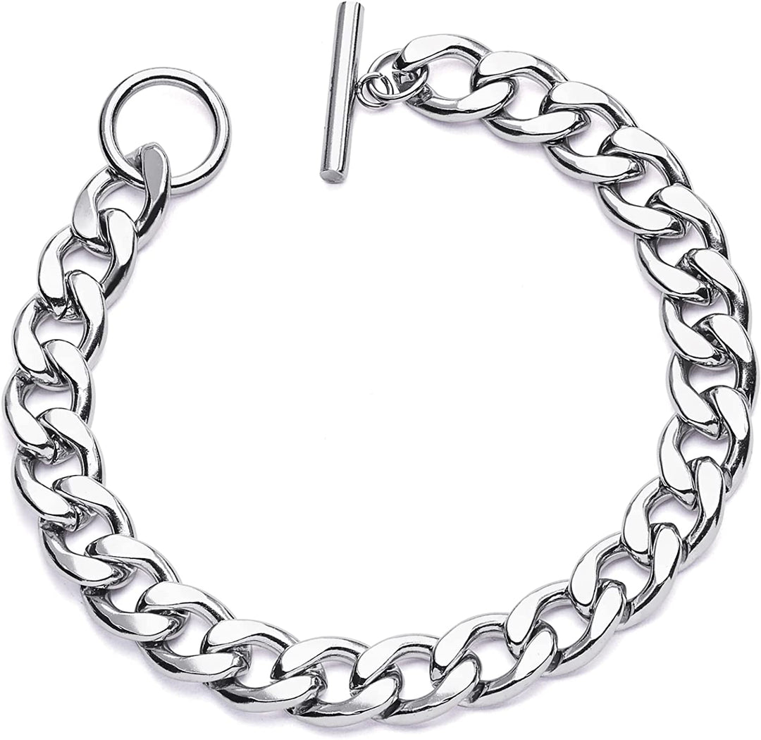 Pera Jewelry 14K Gold Plated and Silver Plated Link Bracelets, Curb Chain Bold Bracelets, Cuban Paperclip Link Chain Bracelets Chunky Link Bracelets Toggle Clasp, Bold Chain Link Bracelet with Gift Box