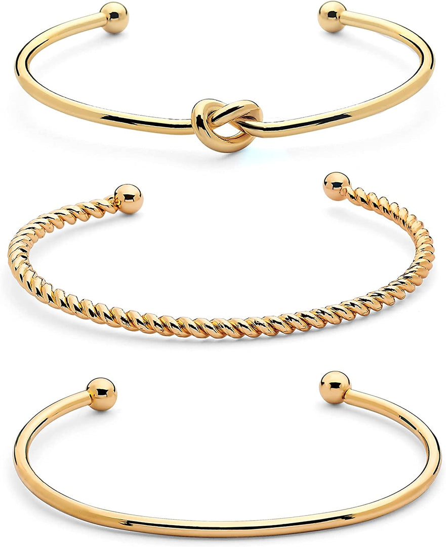 Pera Jewelry 14K Gold and Silver Plated Layered Bracelet Sets, 3 Pieces, Adjustable Layered Link Bracelets Sets, Dainty Link Paperclip Choker Bracelet Cuban Curb Figaro Link Bracelet Sets with Gift Box