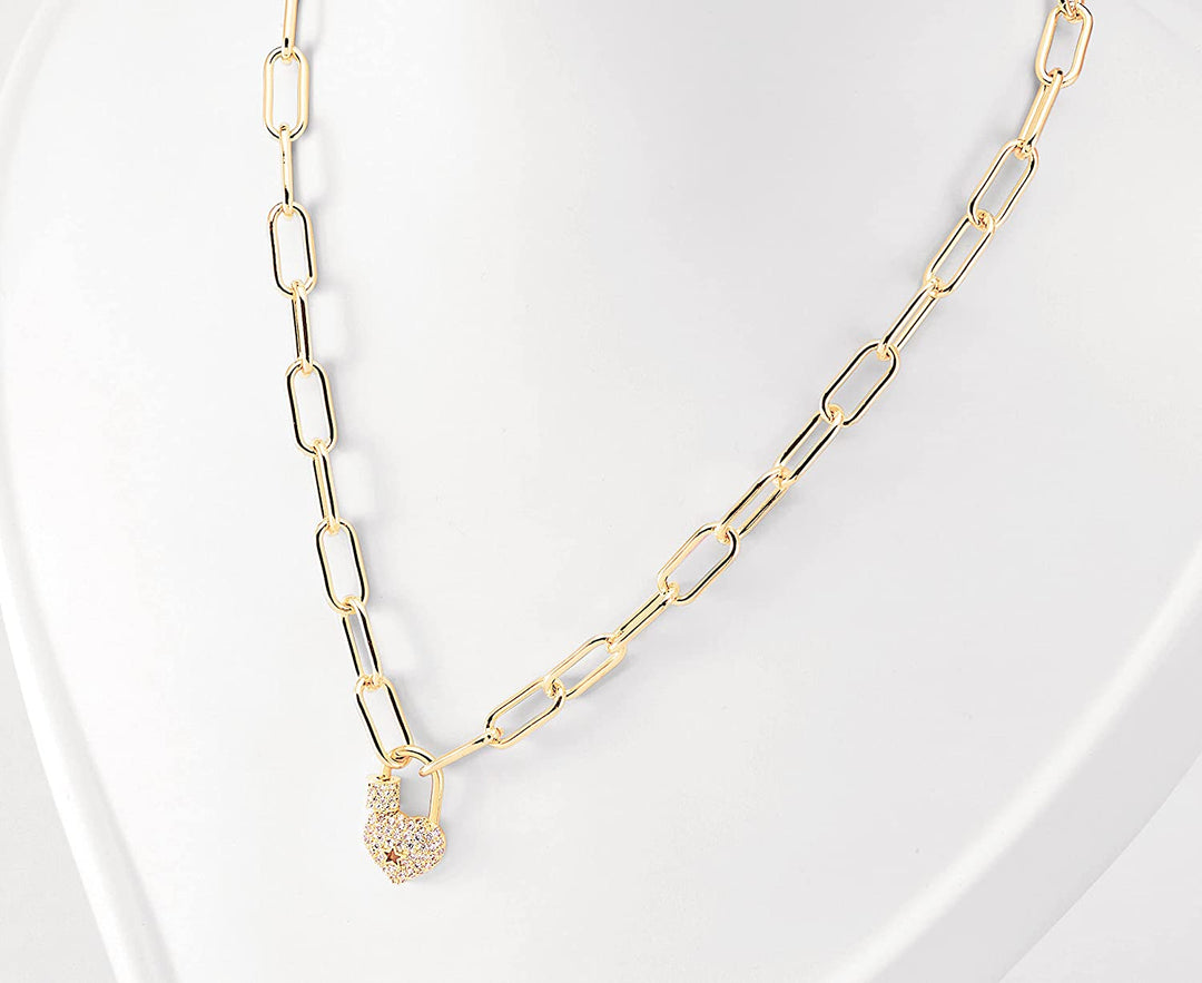 Pera Jewelry 14K Gold Plated Heart Necklace, Silver Heart Necklace, Diamond Necklace, Solitaire Necklace | Adjustable Chain, Minimalist, Tiny Dainty Heart Choker Necklaces with Gift Box Gold Filled Heart with Zirconia