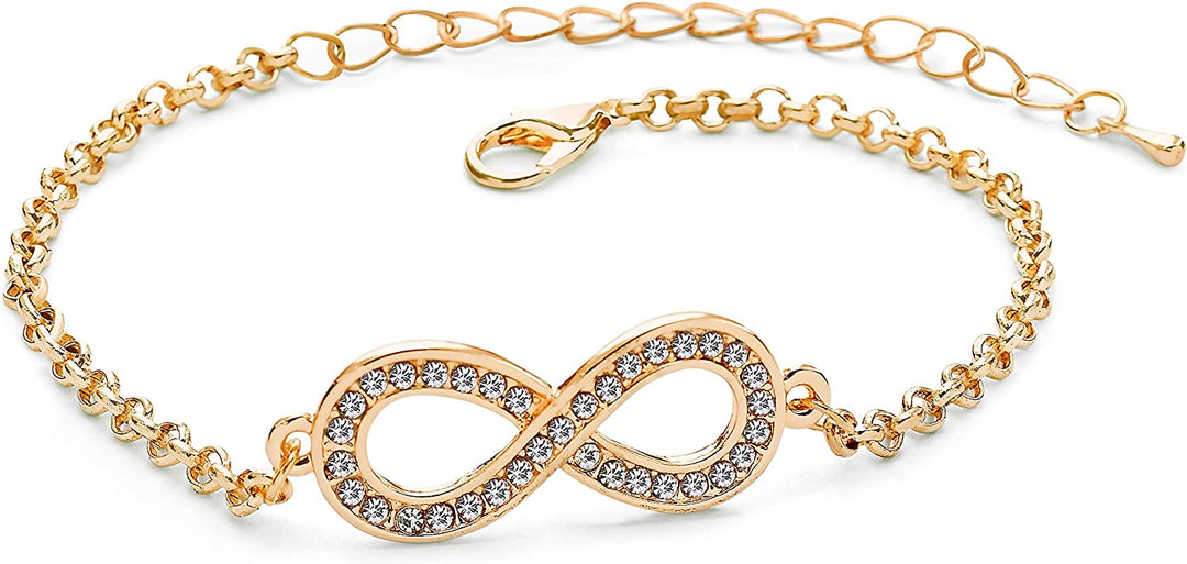 Pera Jewelry 14K Gold Filled Infinity Bracelet, Adjustable Teardrop Chain Bracelets for Women with Gift Box, Dainty Cubic Zirconia Jewelry, Infinity Symbol Chain Link Bracelet