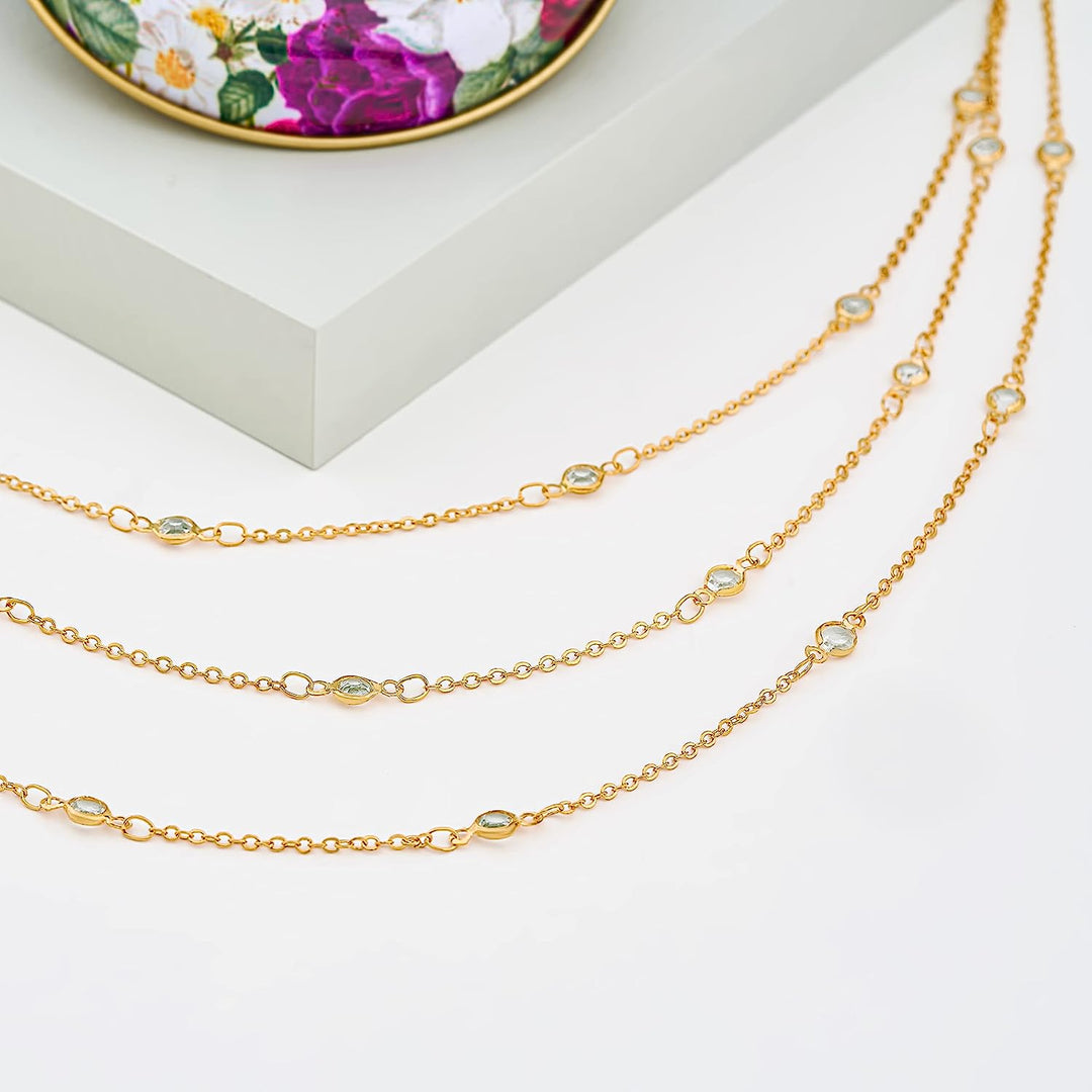 14K Yellow Gold Plated Green Simulated Emerald and White Diamond Pendant Necklace For Women, Oval Created Emerald and Diamond Pendant Chain Necklaces Micro-set Pendant Necklace