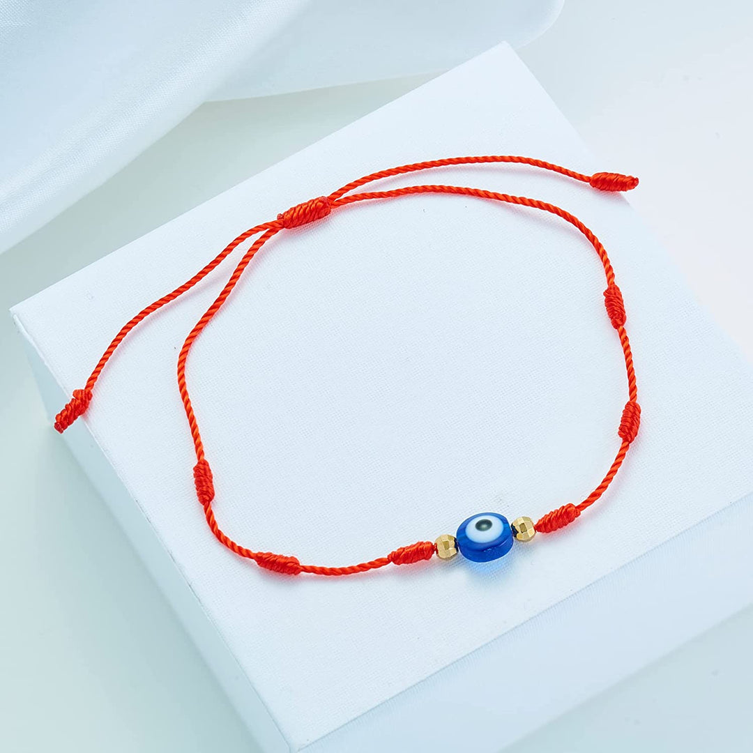 Pera Jewelry 14K Yellow Gold Plated Evil Eye Bracelets, Charm Enamel Evil Eye Protection Link Chain Bracelet, String Evil Eye Bracelets with Gift Box