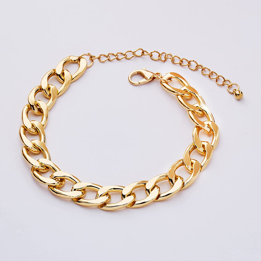 Pera Jewelry 14K Gold Plated and Silver Plated Link Bracelets, Curb Chain Bold Bracelets, Cuban Paperclip Link Chain Bracelets Chunky Link Bracelets Toggle Clasp, Bold Chain Link Bracelet with Gift Box