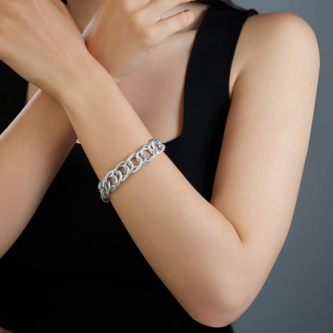 Pera Jewelry 14K Gold Plated and Silver Plated Link Bracelets, Curb Chain Bold Bracelets, Cuban Paperclip Link Chain Bracelets Chunky Link Bracelets Toggle Clasp, Bold Chain Link Bracelet with Gift Box
