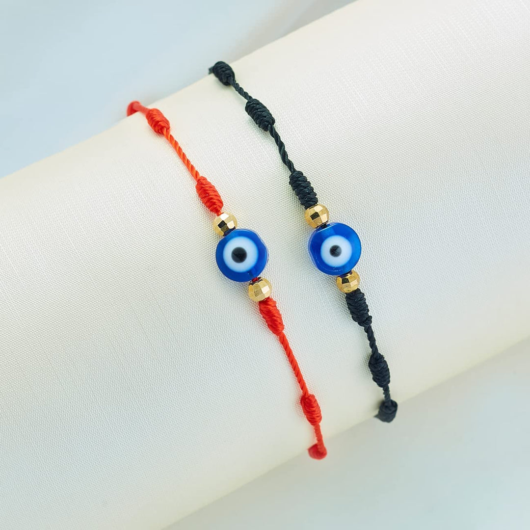Pera Jewelry 14K Yellow Gold Plated Evil Eye Bracelets, Charm Enamel Evil Eye Protection Link Chain Bracelet, String Evil Eye Bracelets with Gift Box